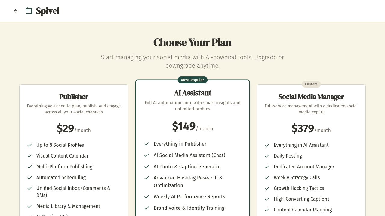 Spivel AI pricing plans