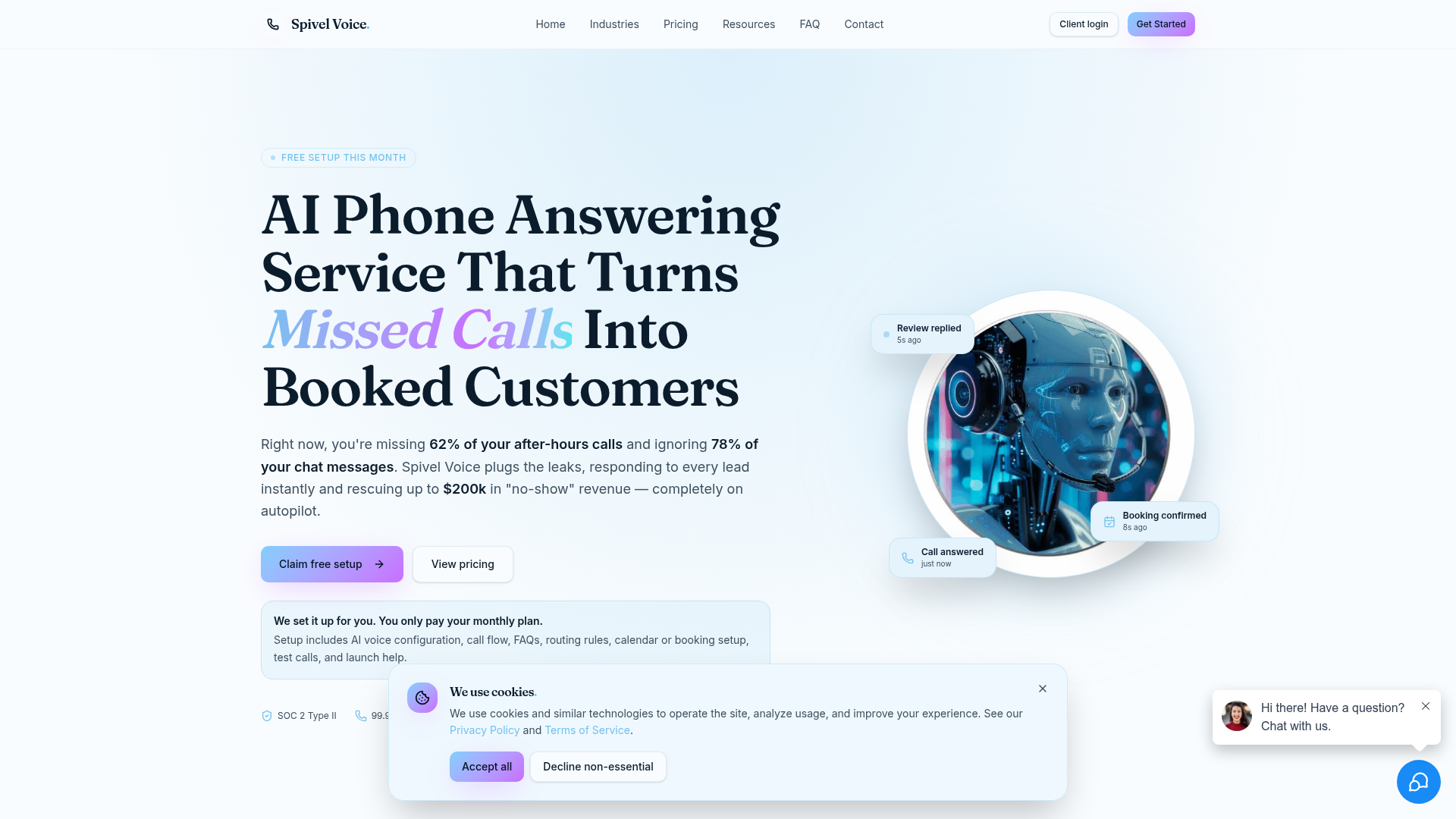 Spivel Voice landing page