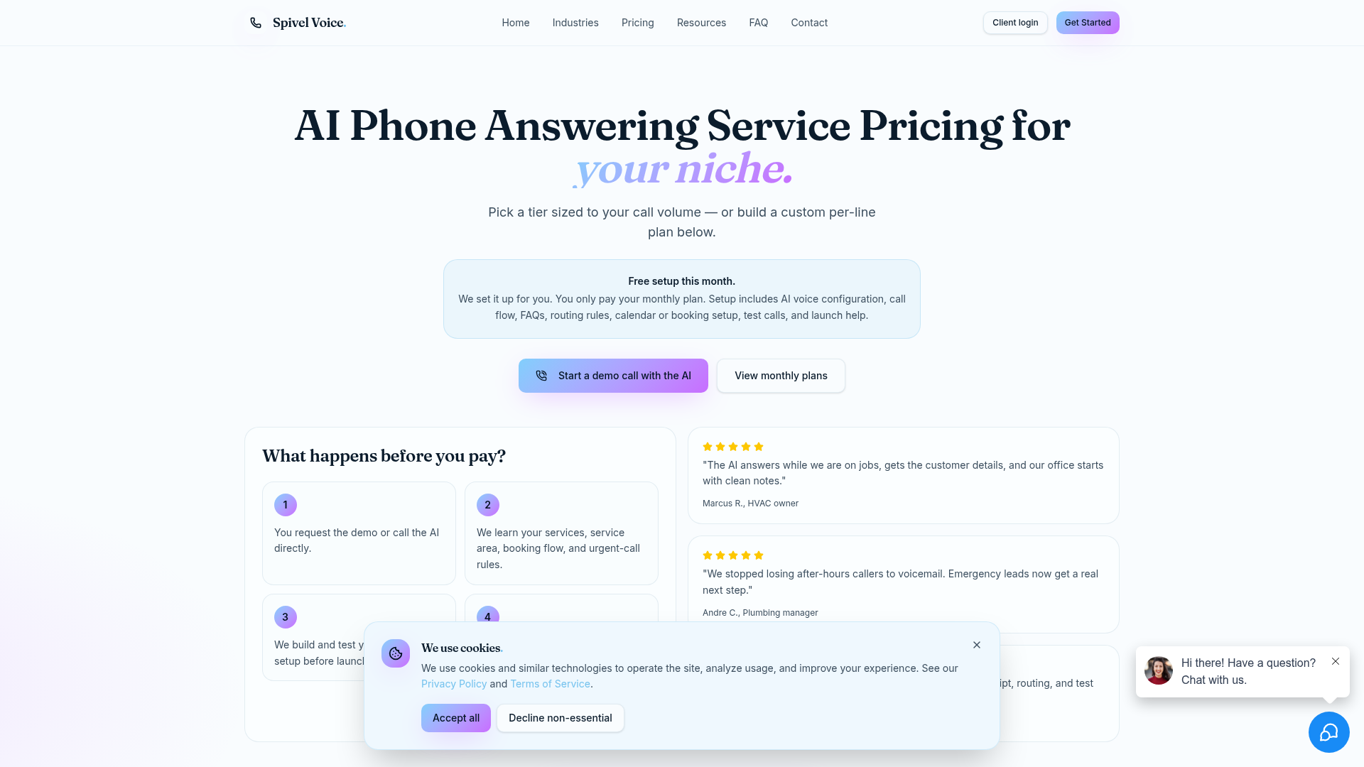 Spivel Voice pricing